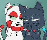 laughing cats by a comrade