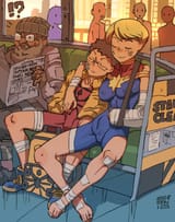 Spider-man 2022-05-12 peter x carol cuddling on subway after a hard day REV2023-04-06