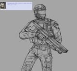 Mitchell with a railgun in a combat vest My Request on md