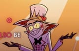 Lucifer Morningstar Hazbin Hotel, happy, smug, shrug, funny eyes