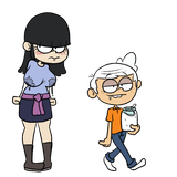 9470 - artist_sl0th beverage big_breasts blushing character_lincoln_loud character_maggie colorist_misha half-closed_eyes holding-beverage milk nipple_outline walking