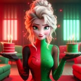 AI Red &amp; Green Cake Elsa (70)