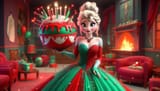 AI Red &amp; Green Cake Elsa (34)