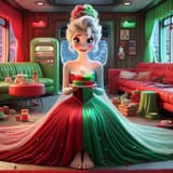 AI Red &amp; Green Cake Elsa (56)