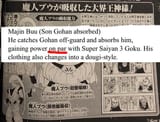 Guidebook says this and it makes no sense even in filler that happened a few episodes ago Gotenks Buu beats up SS3 Goku