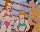 beverly hills teens laughing bodybuilders