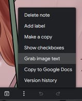 Google keep OCR