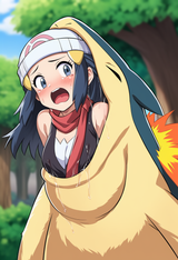 nsfw, dawn (pokemon), typhlosion, vore, scared, Swallowing, 1girl, solo, 1.5__cr s-3929615690