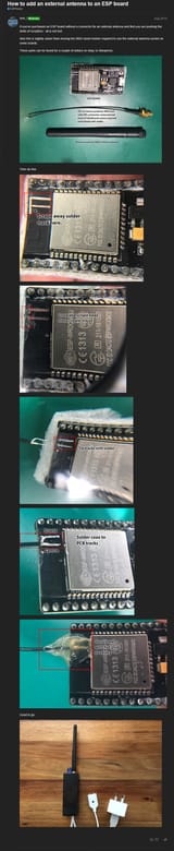add an external antenna to an ESP board