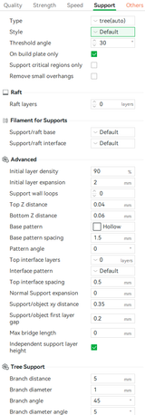 support settings