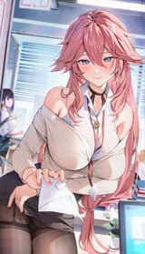 COMPRESSED VERSION yande.re 1039271 animal_ears garter genshin_impact houkiboshi_(mmjw7432) kitsune pantsu pantyhose skirt_lift sweater yae_miko