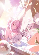JPG VERSIONyande.re 1164703 angel bathing blue_archive cream misono_mika naked td_(tandeom97) towel wet wings