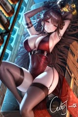 yande.re 1199101 dress garter_belt meion no_bra stockings thighhighs