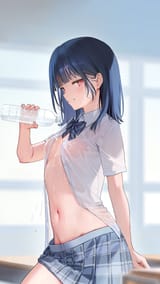 yande.re 1182441 detexted ichigo_(mignon) mignon no_bra nopan open_shirt photoshop see_through seifuku wet wet_clothes