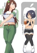 s - 1802342 - 2girls android_(os) anthropomorphic apple_inc. blush breast_envy google joke multiple_girls personi