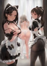 JPG VERSION yande.re 868199 animal_ears ass bra breast_hold chowbie maid nekomimi open_shirt pantsu pantyhose skirt_lift thighhighs thong