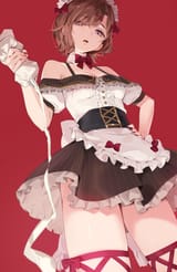 COMPRESSED VERSION yande.re 950276 cleavage cream garter higuchi_madoka maid the_idolm@ster the_idolm@ster_shiny_colors yd_(orange_maru)