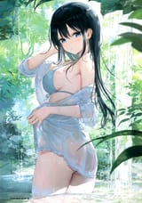 yande.re 1231721 ass bikini_top bottomless dress_shirt fuumi natsuizaka_nao open_shirt see_through swimsuits wet wet_clothes