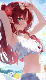 yande.re 1229201 arknights bikini_top megane myrtle_(arknights) pointy_ears re0n swimsuits wet