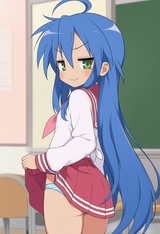 1girl, anime art, lucky star, indoors, classroom, s-3820188712