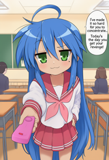 nsfw, 1girl, anime art, lucky star, indoors, classroom, people, sitting, on chai s-2629965295
