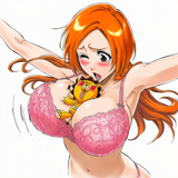 1girl, 1boy, inoue orihime, kon (bleach), official art, tite kubo, plusie, s-2333211126