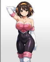 1666705556264859-2977723981-source_anime, woman, large breasts, haruhi suzumiya, smile, _lora_Rougecosplay_1_ rougecosplay, elbow gloves, thigh boots, bodys