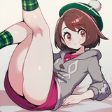 1girl, gloria (pokemon), wagashi (dagashiya), kamidan, parororo, {{legs up}}, ly s-723185781