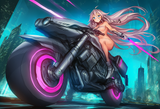 ia (vocaloid), nude, energy sword, riding, motorcycle, cyberpunk, speed lines, n s-3827212209