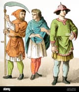 the-figures-represent-french-people-around-ad-1100-they-are-from-left-BXMWGK-2549415879