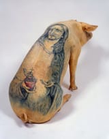 Wim-Delvoye-Jesus-tatooed-pigskin-on-polyester-mould-47x25x70cm[1]