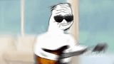 boomer playing guitar