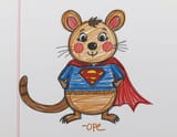 FLUX-00387-Crayon Scribble style, FLUX Quokka wearing superman costume, the word %22-ope%22 ia written at the bottom of the page