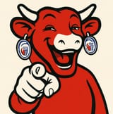 pointing and laughing cow