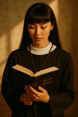 nun reading bible