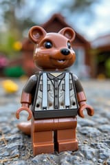 FLUX-00391- Lego, Minifigure, plastic, Lego Minifigure. Australian brown color scheme round cheeks long tail small adorable quokka