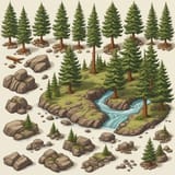 trees rocks stream