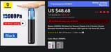 Screenshot 2025-07-01 at 10-53-04 Baseus 15000Pa Wireless Car Vacuum Cleaner 2-in-1 Suction Nozzle Blowpipe Handheld Vacum Cleaner LED Light for Car Home PC Clean - AliExpress