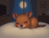 FLUX-00402-home interior background, cartoony FLUX Quokka sleeping, mistywallpaper,soft pastel tones.PNG