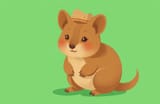 FLUX-00404-mj painterly FLUX Quokka wearing pice of cork hat, The background is a vibrant green, and there is a shadow of quokka on the right side of the image.PNG