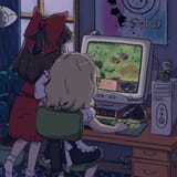 reimu and marisa playing pc games
