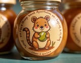 FLUX-00410-A close-up shot of a round glass jar with FLUX Quokka label