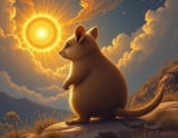 FLUX-00413-Cosmic vedic art, [Australian brown color scheme round cheeks long tail small adorable quokka] warrior, from behind, immense [Golden] God in the sky, ethereal panorama.PNG