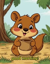 FLUX-00416-old grainy low quality 90s hanna-barbera drawn 2d cartoon screenshot. Australian brown color scheme round cheeks long tail small adorable quokka cardboard cup of hot cocoa. %22good morning%22 closed caption subtitle