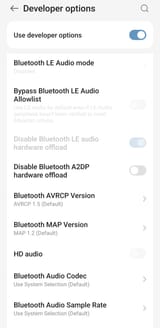 developer options