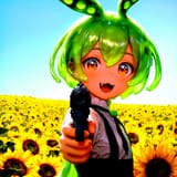 zundamon gun sunflower fields pointing fried anon gen 1737153069326660