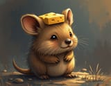 Cute quokka with cheese on head., featuring a deep and highly detailed yet meaningful and abstract art style influenced by mythical themes. trending on pixiv. Perfect for any fan of anime and abstract art-3b87-4a32-bfca-c35cb6765ab2
