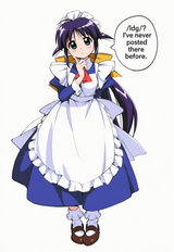 1girl, andou mahoro, finger to own chin, head tilt, thinking, english text, text s-2175210055