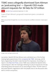 sam altman the podcast bro tsmc