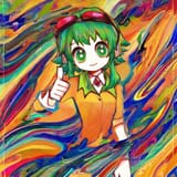 gumi language model thumbs up paint swirls trippy psychedlic art gen ComfyUI_00165_